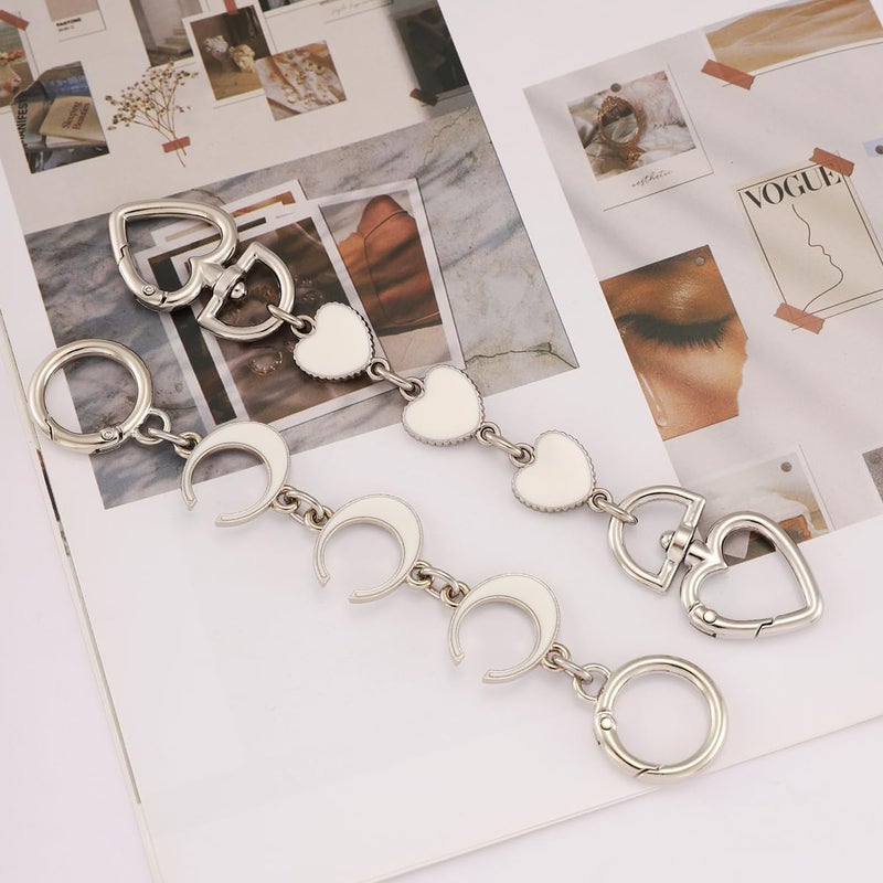 Anbys Store Silver Bag Chain Purse Extender Chain Purse Strap Extender Purse Charms(White Heart/Moon) - Image 2